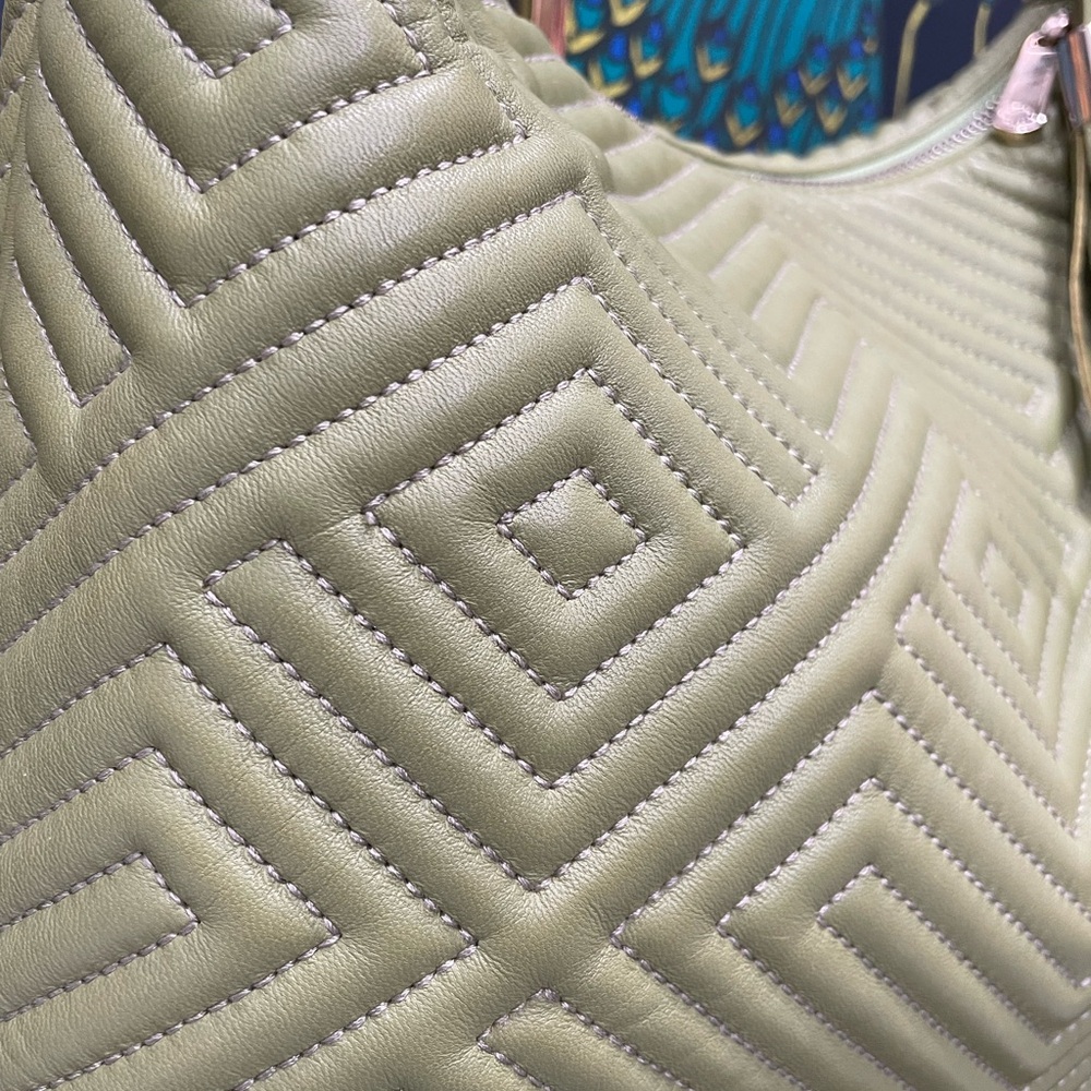 Bally Quilted Green Lambskin Suede-Lined Hobo Bag - Picture 9 of 17